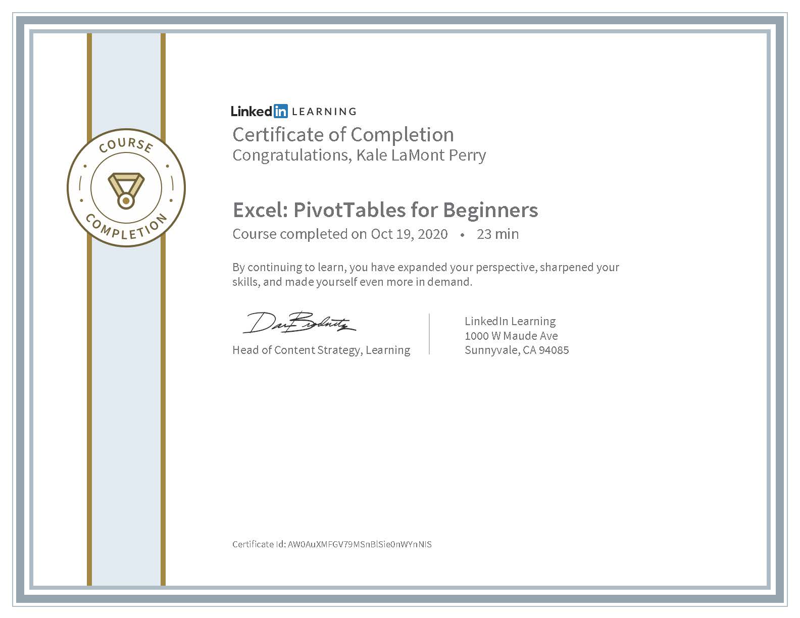 LinkedIn Learning: Excel PivotTables for Beginners