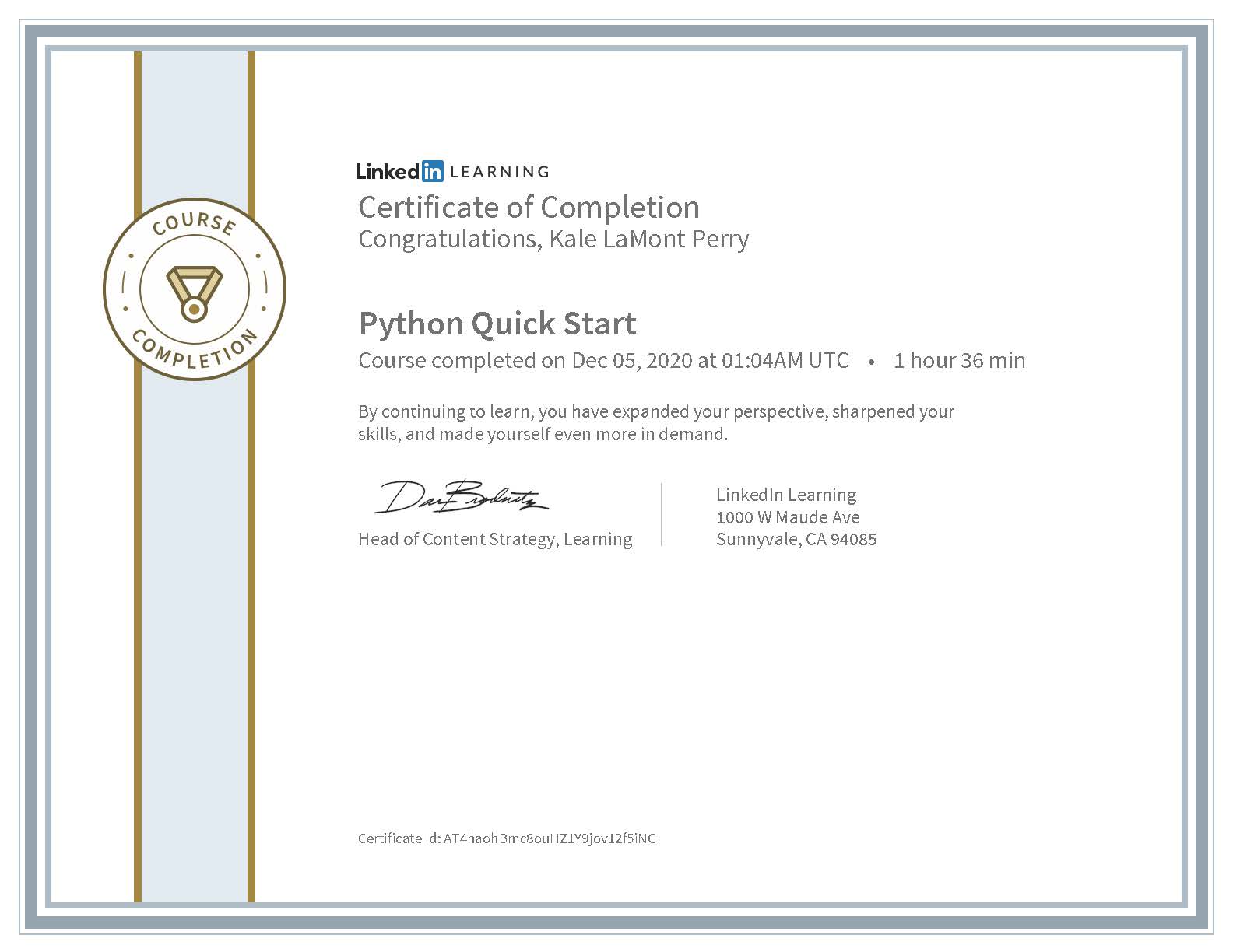 LinkedIn Learning: Python Quick Start 