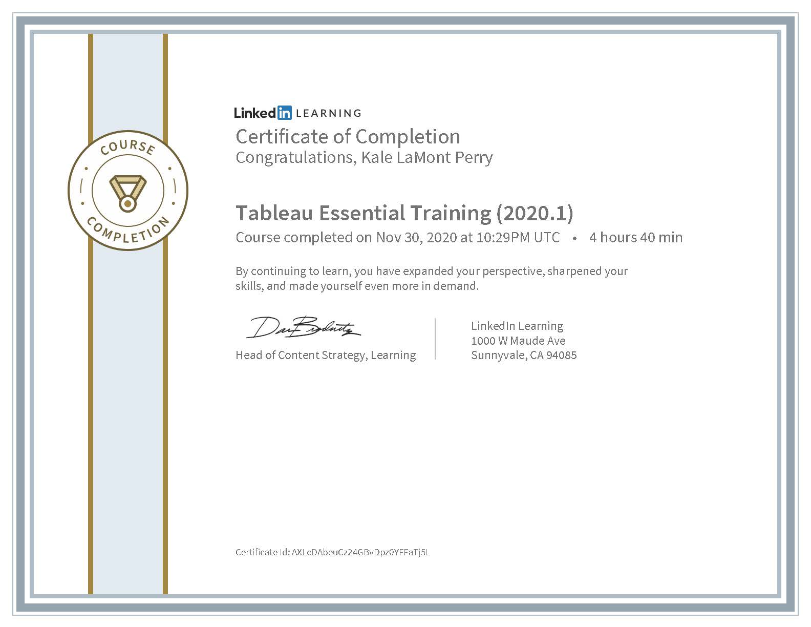 LinkedIn Learning: Tableau Essential Training (2020.1)