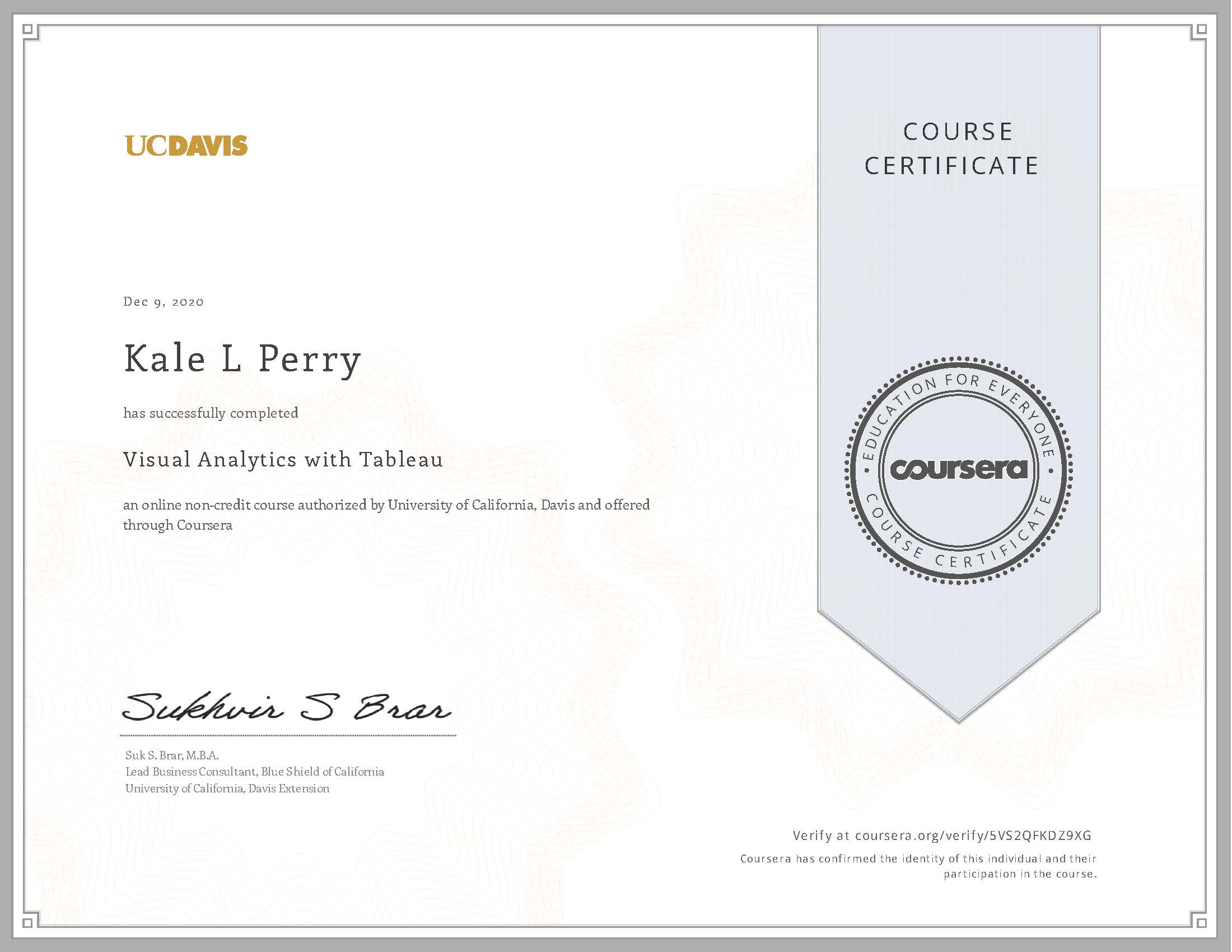 Coursera: Visual Analytics with Tableau